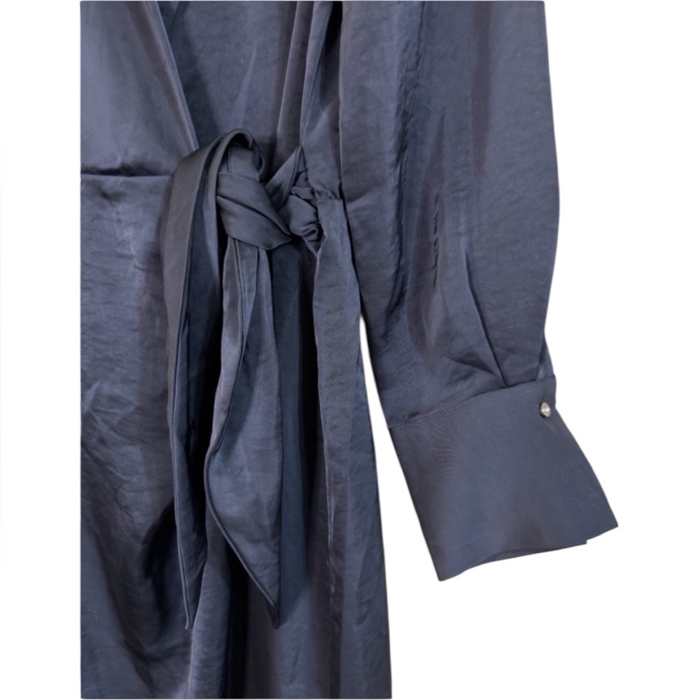 REVOLVE House of Harlow Navy Satin Wrap Midi Dress - Picture 3 of 9
